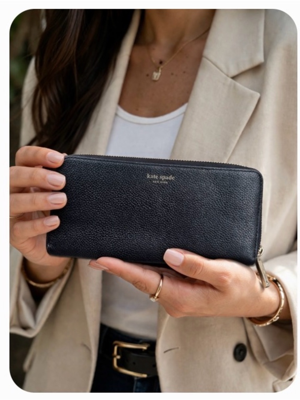 kate spade Black Zip-Around Leather Wallet